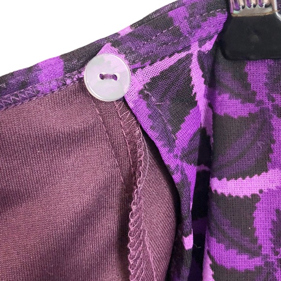 Vintage 90s Groovy Retro Printed Tulip Hem Boho Lightweight Wrap Skirt Purple  M - Picture 4 of 7